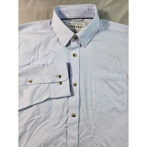 Poncho Ultra Lite Shirt Mens M Blue Micro Check Performance Stretch Regular Fit